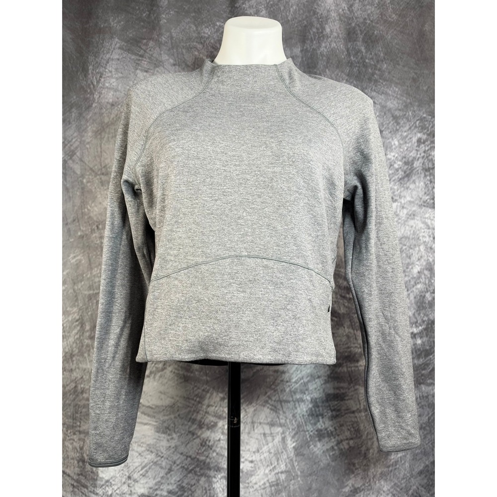 Lululemon Hill & Valley Pullover Women 10 Grey Mock Neck Tech Fleece